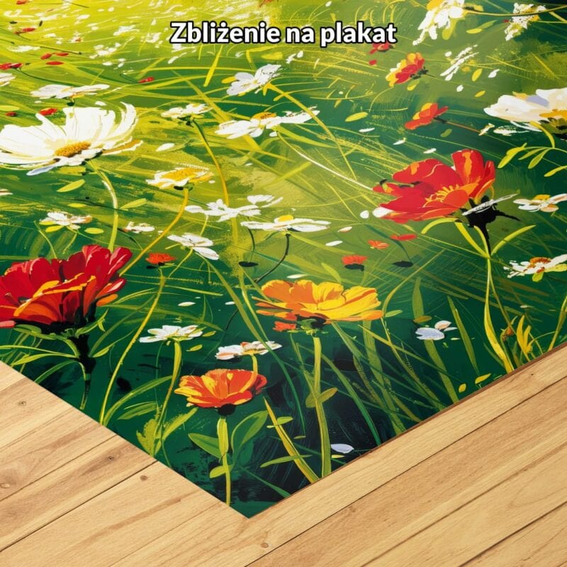 zielony czerwony biały realistyczny obraz na ścianę do sypialni