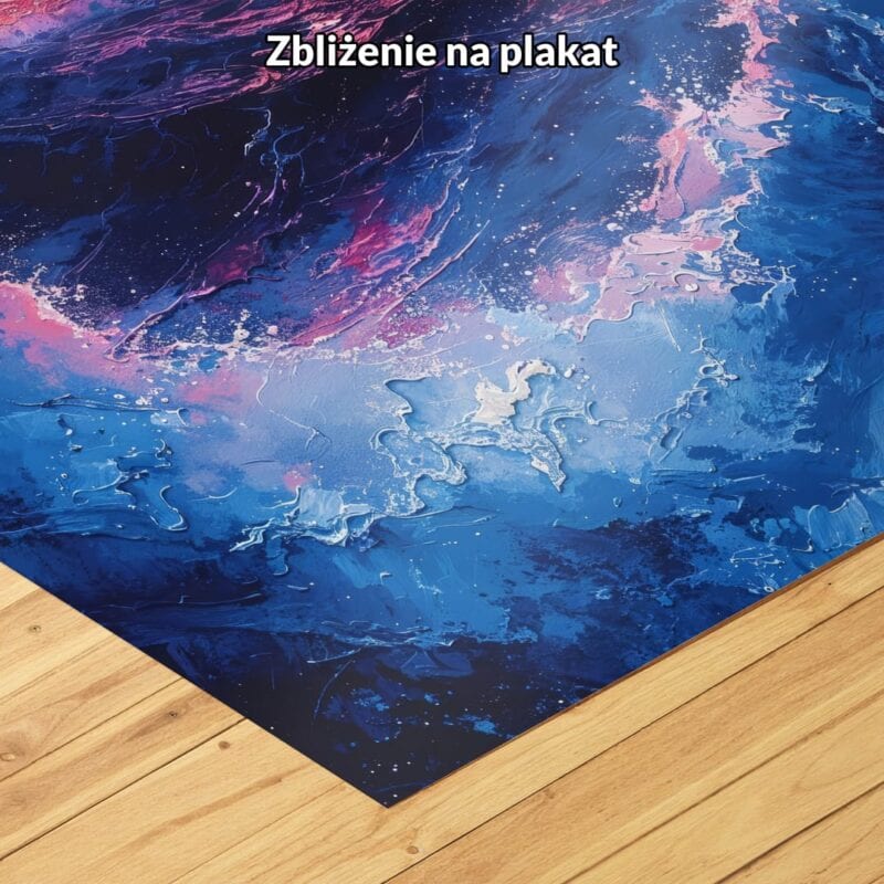 niebieski różowy biały częściowo abstrakcyjny obraz na ścianę do sypialni