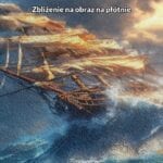 Obraz morze burza do salonu niebieski i pomarańczowy