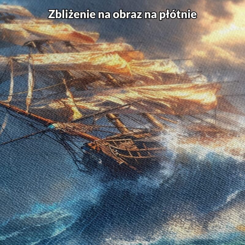 Obraz morze burza do salonu niebieski i pomarańczowy