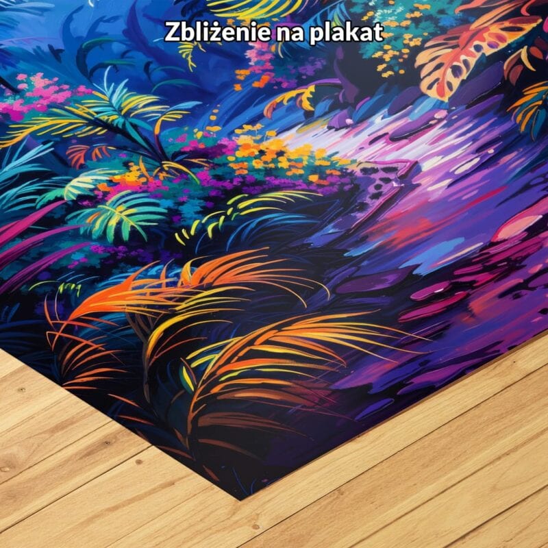 fioletowy zielony pomarańczowy częściowo abstrakcyjny obraz na ścianę do sypialni