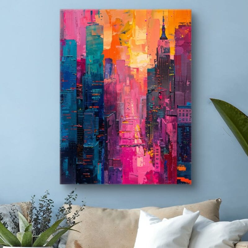 Obraz architektura miasta zachód słońca do salonu