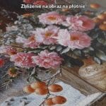 Obraz do salonu martwa natura kwiaty jabłka zima