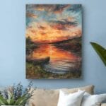 Obraz na płótnie do salonu zachód słońca nad jeziorem Obraz na płótnie do salonu zachód słońca nad jeziorem