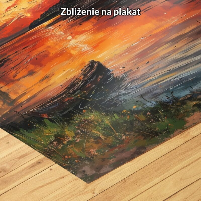 pomarańczowy niebieski zielony częściowo abstrakcyjny obraz na ścianę do sypialni