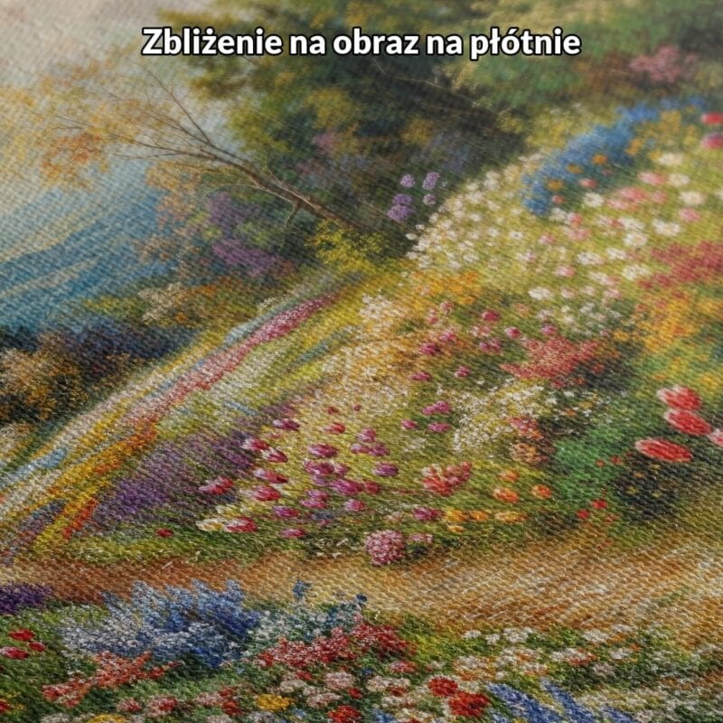 Obraz wiosenny spacer przez kwitnącą łąkę do salonu