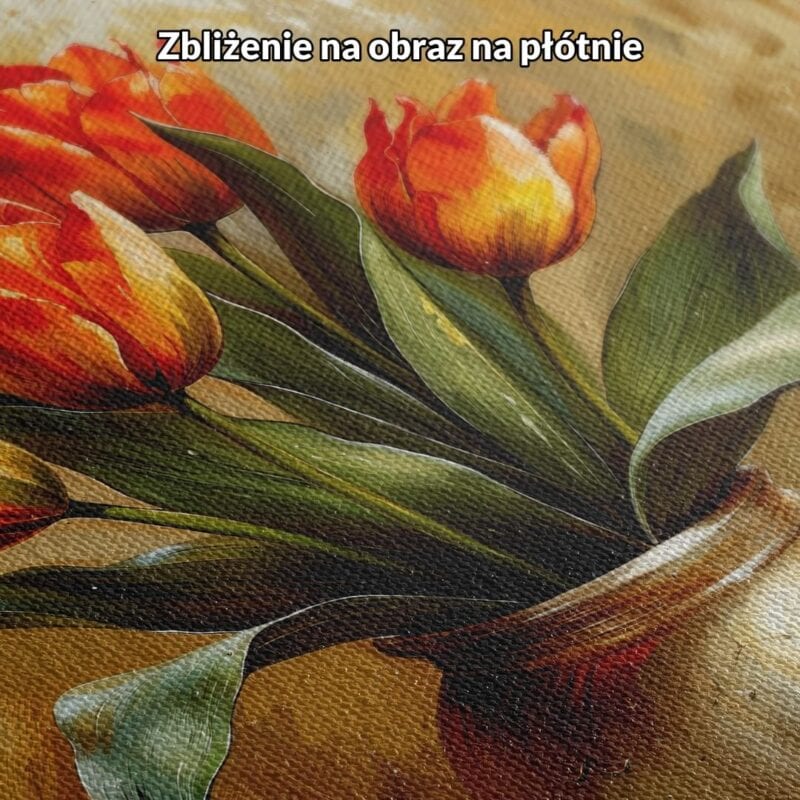 Obraz do salonu martwa natura kwiaty tulipany