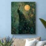 Obraz do salonu paw w blasku księżyca Obraz do salonu paw w blasku księżyca