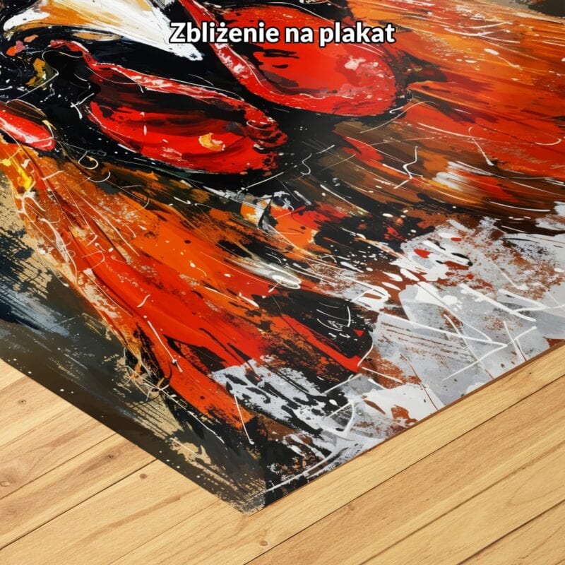 czerwony pomarańczowy szary realistyczny obraz na ścianę do salonu