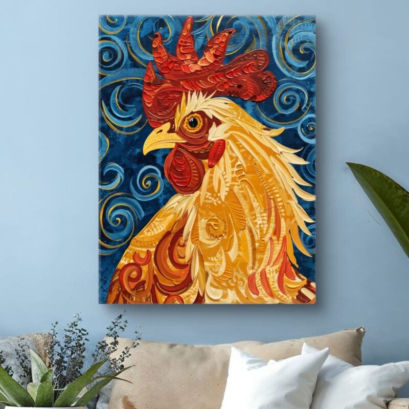 Obraz abstrakcyjny kogut do kuchni i jadalni