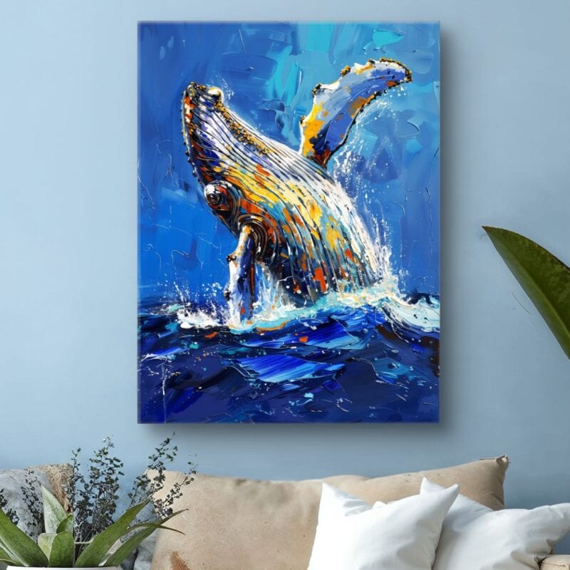 Obraz wieloryb w oceanie nowoczesny industrialny