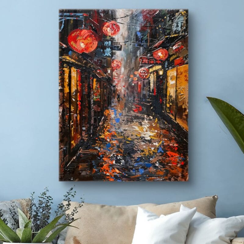 Obraz nocna chińska uliczka do salonu