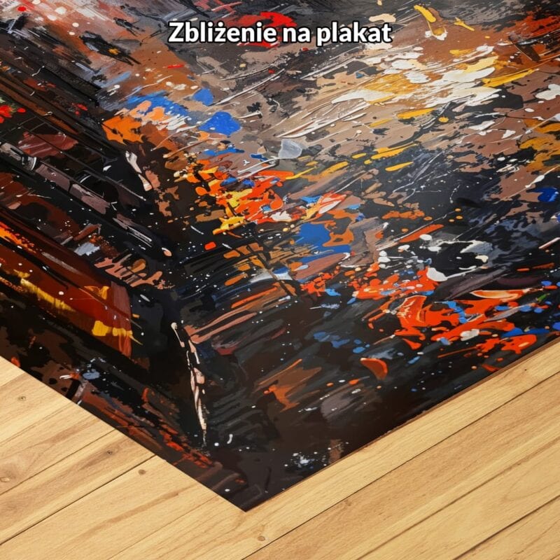 czerwony czarny pomarańczowy częściowo abstrakcyjny obraz na ścianę do gabinetu