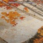 Obraz jesienny las brzozowy z widokiem na jezioro