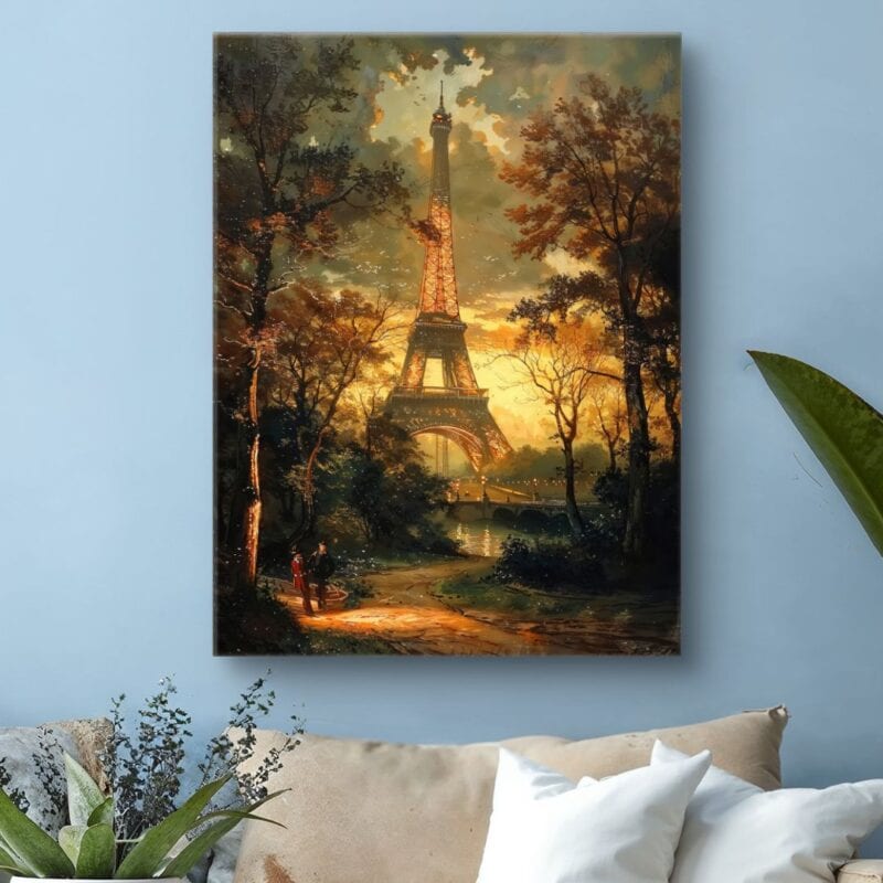 Obraz paryski wieczór Wieża Eiffla do salonu
