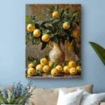 Obraz martwa natura z cytrynami wazonem realistyczny