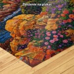 różowy pomarańczowy zielony częściowo abstrakcyjny obraz na ścianę do sypialni