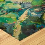 zielony pomarańczowy niebieski częściowo abstrakcyjny obraz na ścianę do sypialni