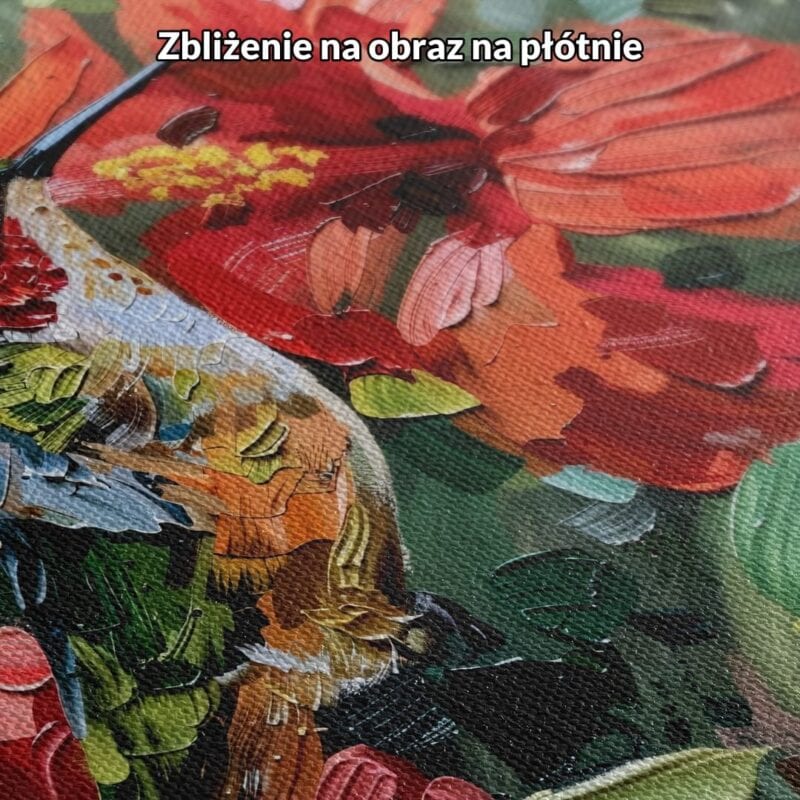 Obraz koliber kwiaty hibiskusa do salonu