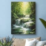 Obraz wodospad w lesie realistyczny do salonu