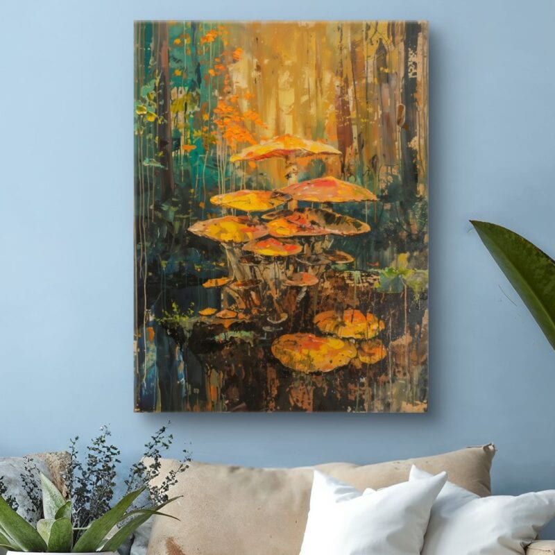 Obraz leśne grzyby natura do salonu
