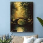 Obraz na płótnie krajobraz rzeka most drzewa