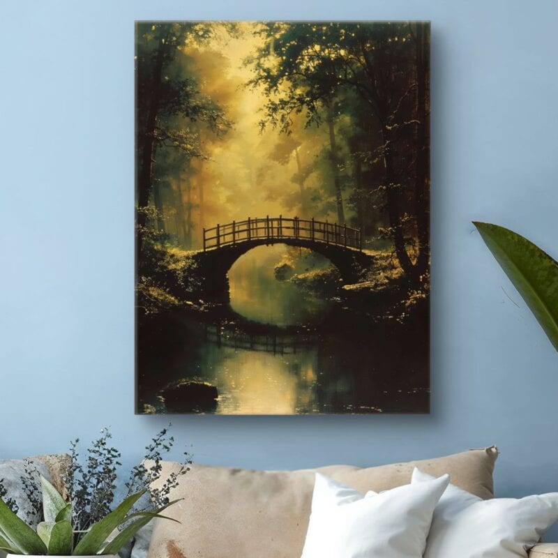 Obraz na płótnie krajobraz rzeka most drzewa