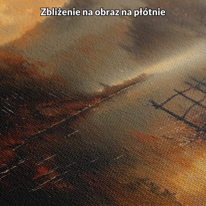 Obraz zachód słońca nad jeziorem z mostkiem do salonu
