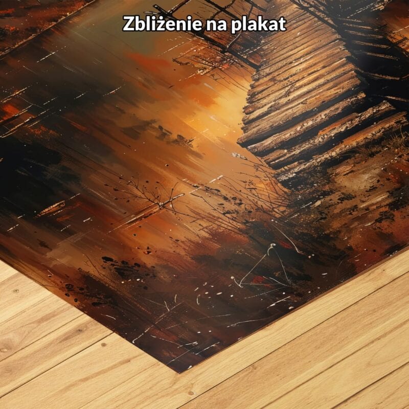 pomarańczowy brązowy czarny realistyczny obraz na ścianę do sypialni