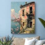 Obraz do sypialni krajobraz rustykalny dom nad wodą Obraz do sypialni krajobraz rustykalny dom nad wodą