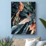 Plakat natura liście z kroplami wody