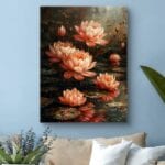 Obraz lilie wodne na stawie realistyczny do salonu