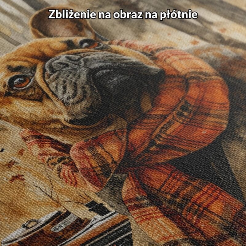 Obraz spacer z buldogiem francuskim vintage