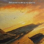 Obraz zachód słońca nad plażą z zamkiem do salonu