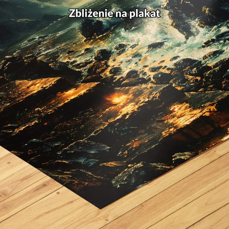 niebieski pomarańczowy czarny realistyczny obraz na ścianę do biura i pracy