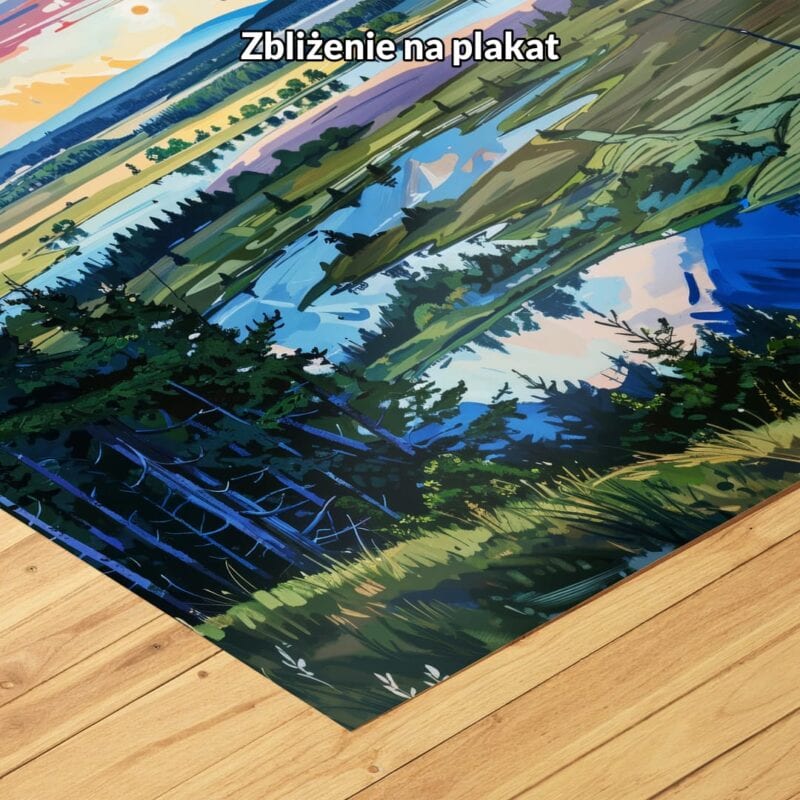 niebieski zielony biały realistyczny obraz na ścianę do sypialni