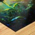 niebieski żółty zielony częściowo abstrakcyjny obraz na ścianę do sypialni