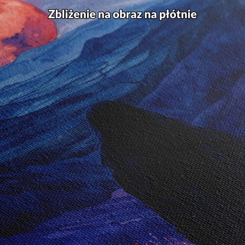 niebieski czerwony fioletowy częściowo abstrakcyjny plakat na ścianę do salonu