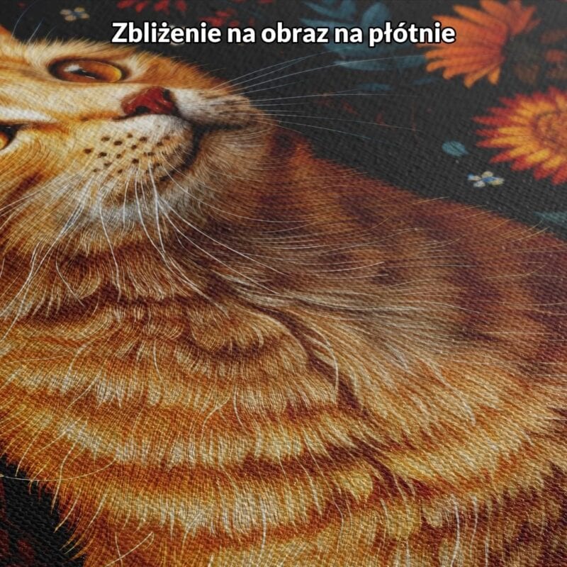 Obraz na płótnie do salonu rudy kot wśród kwiatów