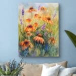 Obraz jeżówki i fioletowe kwiaty w ogrodzie Obraz jeżówki i fioletowe kwiaty w ogrodzie