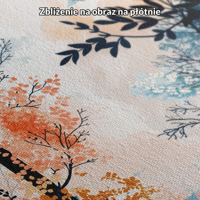 niebieski pomarańczowy biały częściowo abstrakcyjny plakat na ścianę do sypialni