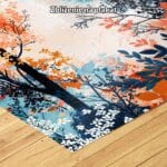 niebieski pomarańczowy biały częściowo abstrakcyjny plakat na ścianę do sypialni Plakat jesienny las w kolorach do salonu