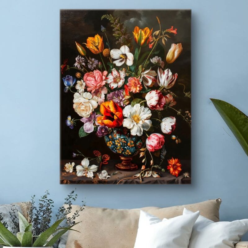 Obraz martwa natura z kwiatami do salonu
