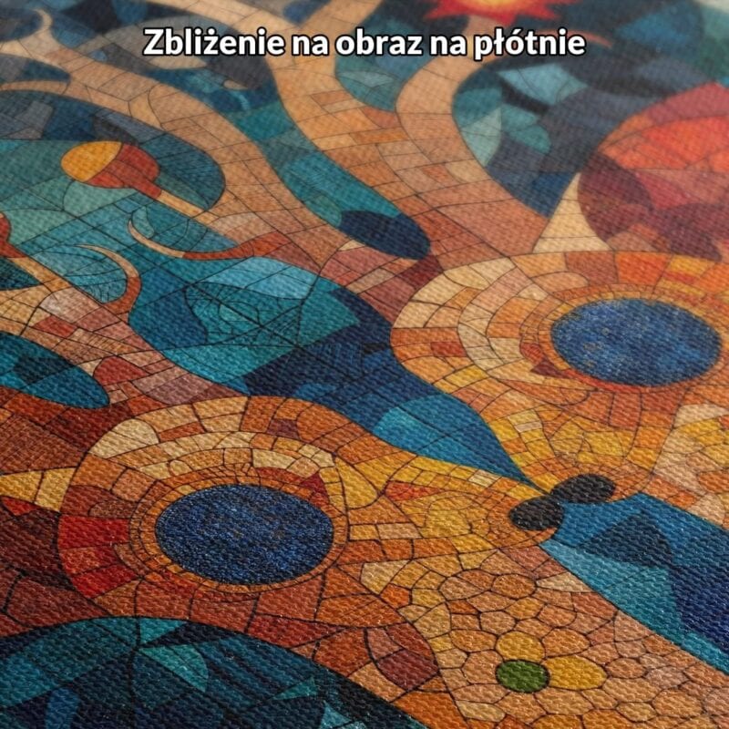 pomarańczowy niebieski zielony abstrakcyjny plakat na ścianę