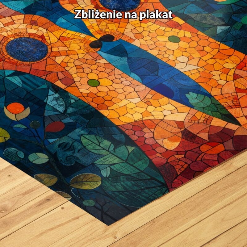 Plakat kolorowy jeleń w otoczeniu natury do salonu