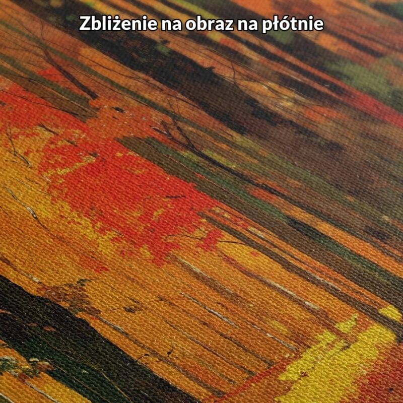 Obraz jesienny las pomarańczowo-żółty do salonu