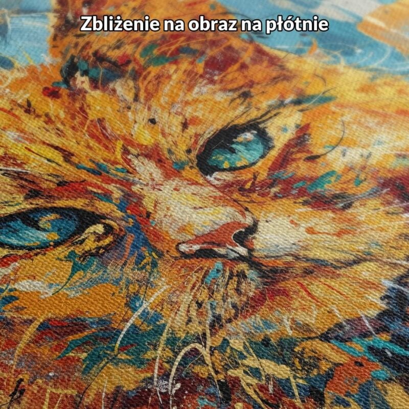 Obraz kolorowy kot impresjonistyczny do salonu