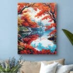 Obraz do salonu jesienny pejzaż nad jeziorem