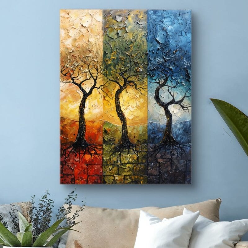 Obraz drzewa pór roku do salonu