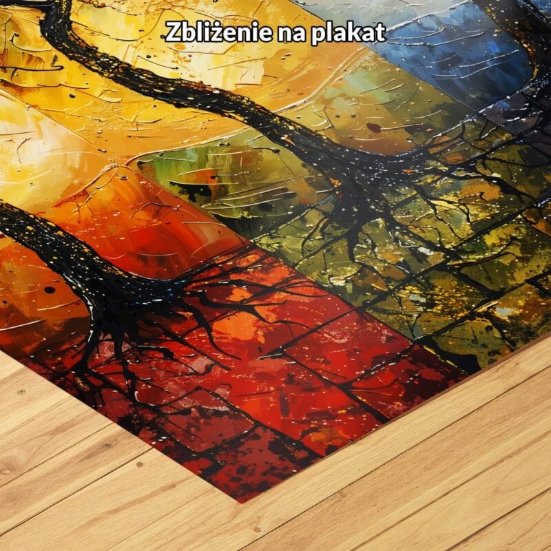 pomarańczowy zielony niebieski częściowo abstrakcyjny obraz na ścianę do sypialni